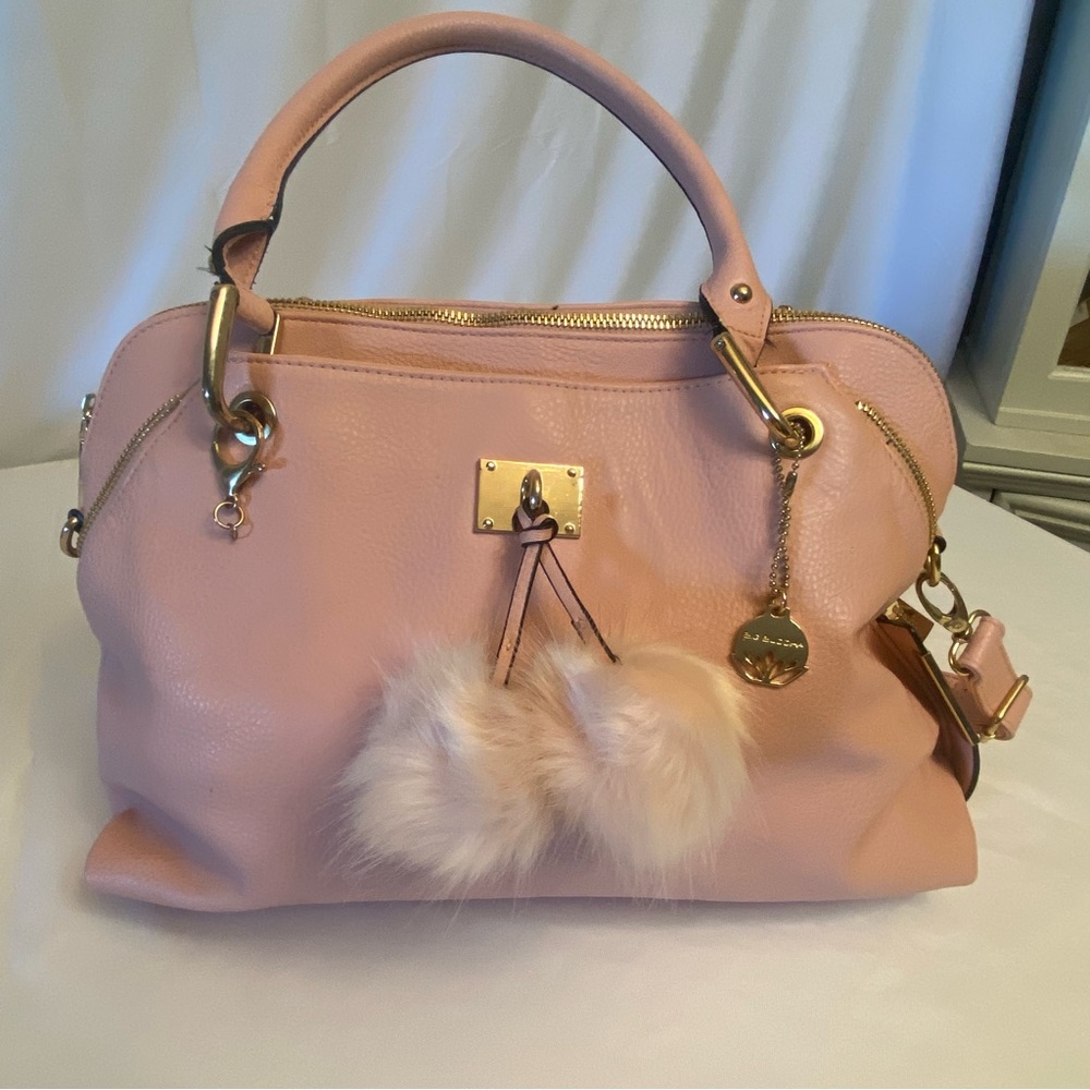 Big Buddha satchel handbag, with convertible shoulder strap. Blush color